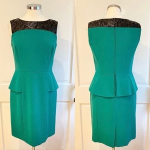 Tahari Green Peplum Party Cocktail Dress Size 6P
